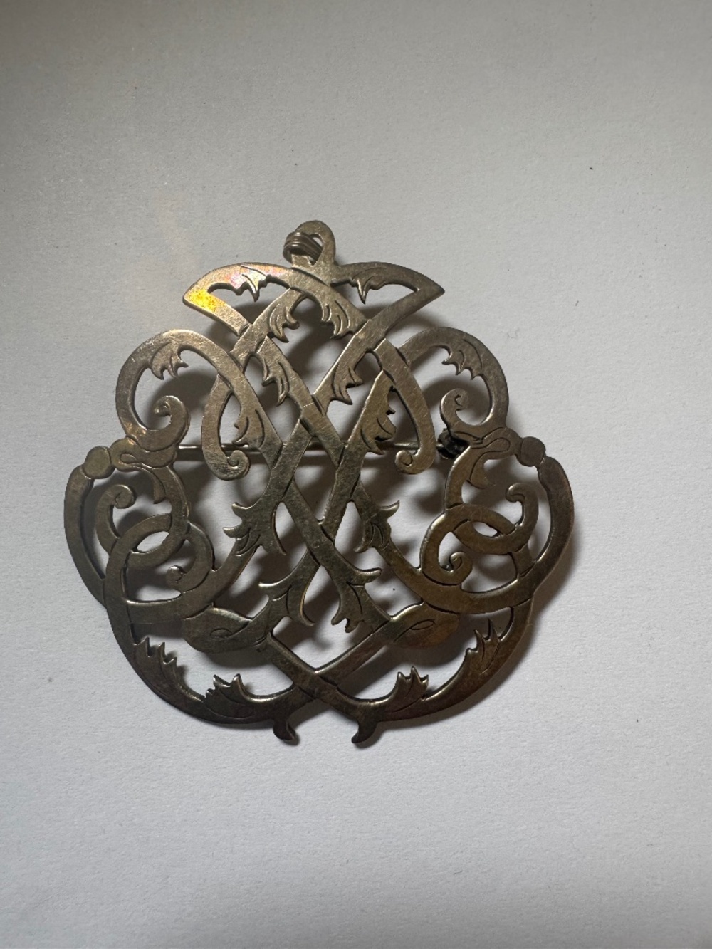 Vintage J. Curtis Sterling Silver Monogram Brooch Pendant